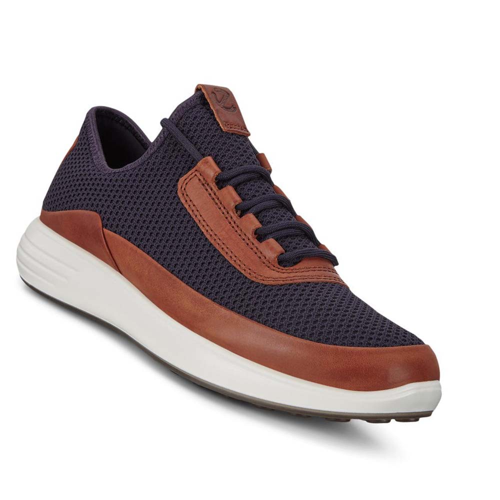 Ecco Soft 7 Runner Mesh Sneakers Herr Blå Röda | SE 633RVD